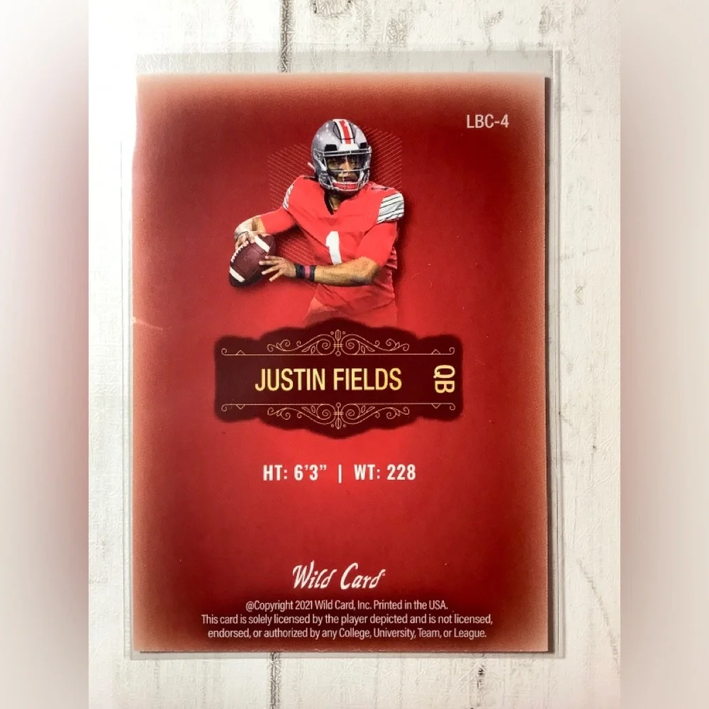 2021 Wild Card Matte Football Red Justin Fields #LBC-4 Gold